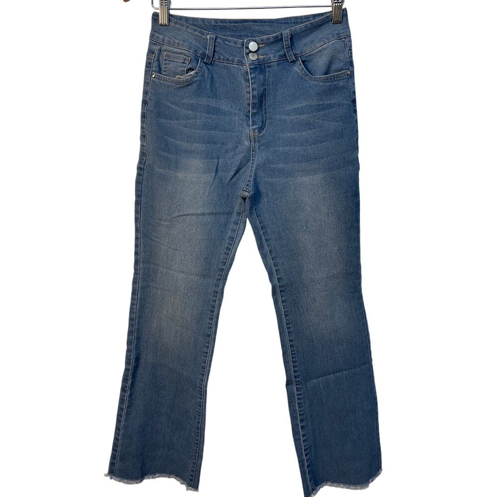 Women’s Stretchy Denim Flare Pants Color Blue Size 14 Brand unknown
